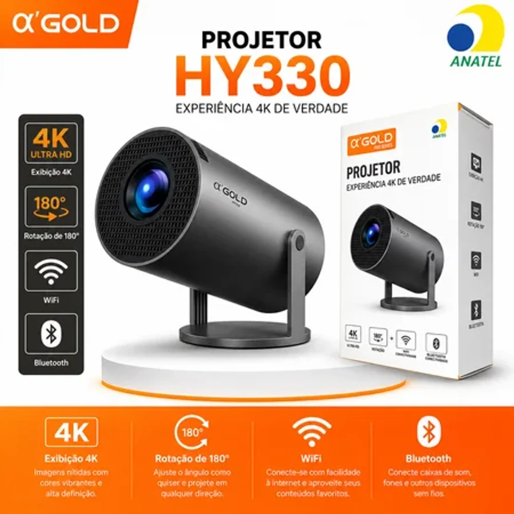Projetor Smart HY330 resolução 4K HD AGOLD Original