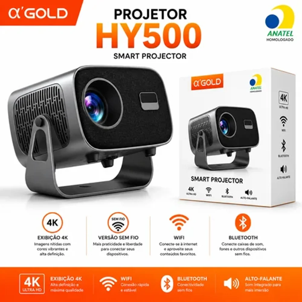 Projetor Smart HY500 Exibição 4K AGOLD original