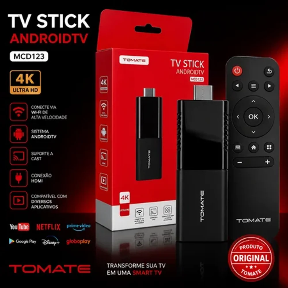 Tv Stick AndroidTV 4K ultra HD Original TOMATE MCD123