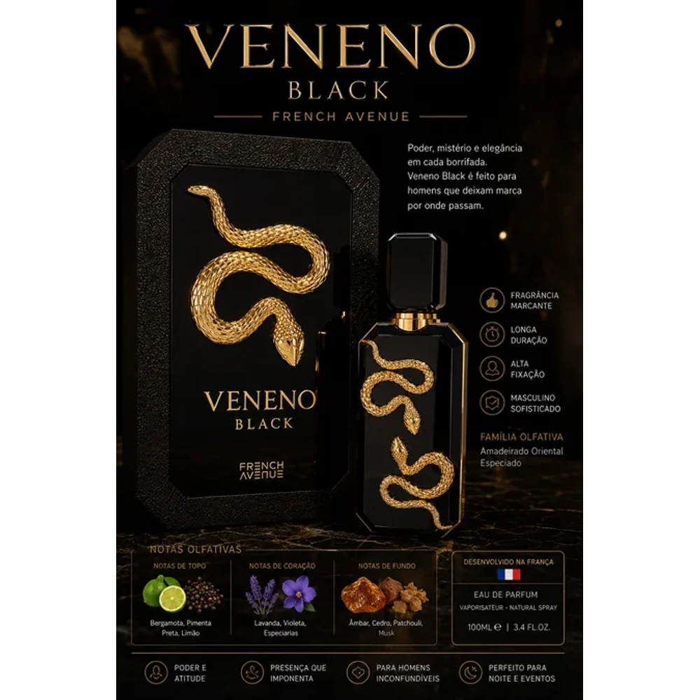 Perfume Árabe Veneno Black French Avenue 100mL