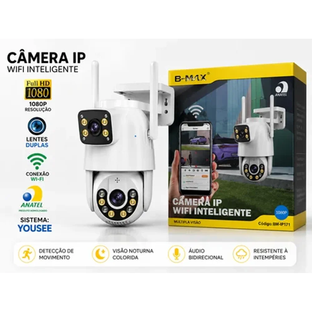 Camera Dupla inteligente WIFI segurança IP +10 funções - Câmeras em Goiânia