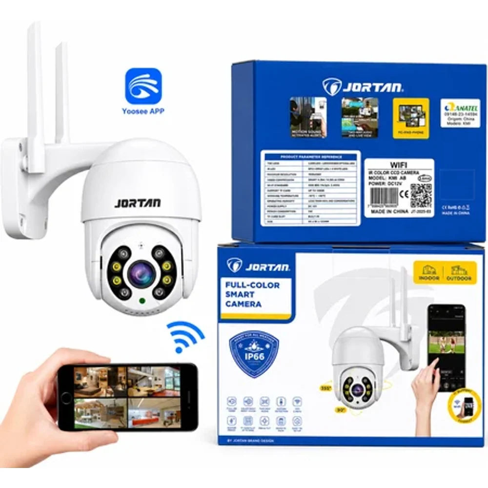 Jortan Câmera de Segurança Inteligente WI-FI IP66 +10 funções