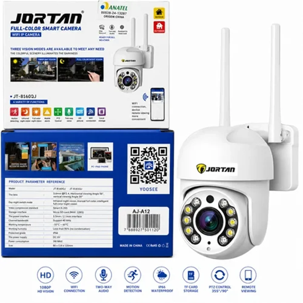 Jortan Câmera de Segurança Inteligente WIFI +10 funções - Câmeras em Goiânia