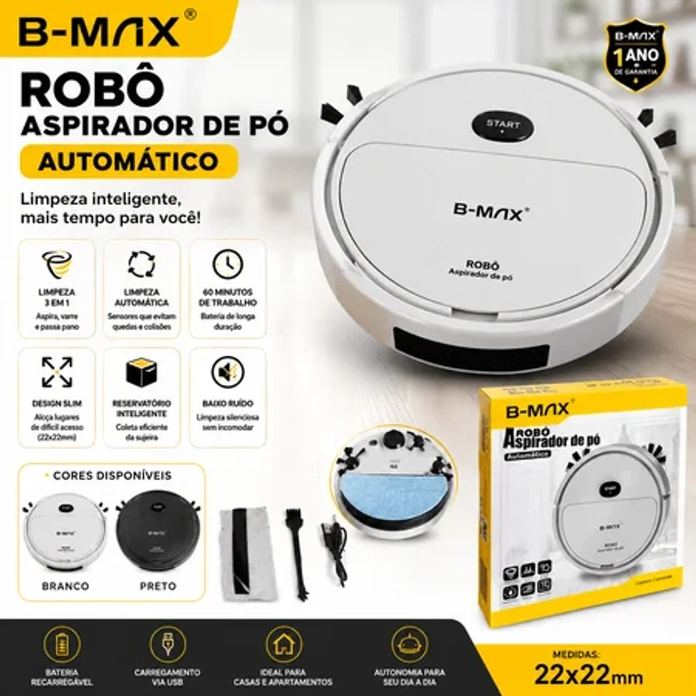 Robô Aspirador de Pó Automático B-MAX BMF1028 - Eletrônicos em Goiânia