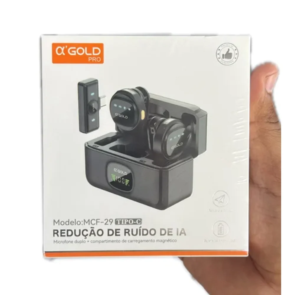 Microfone Lapela Original AGOLD PRO redução de ruido de IA MCF29