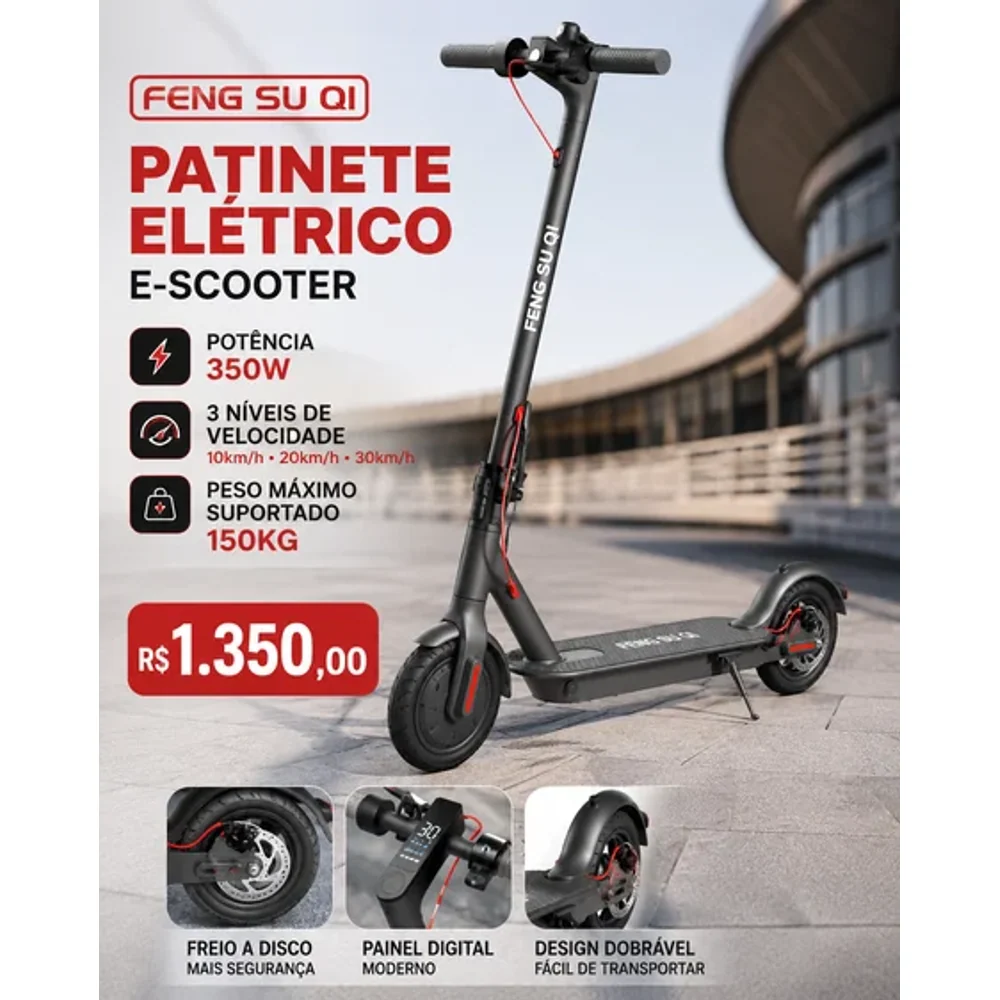 Patinete Elétrico Feng Su Qi E-Scooter 350W
