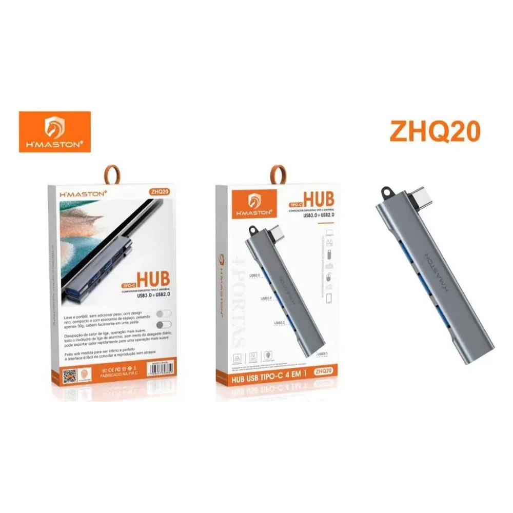 Hub USB 4 Em 1 Tipo C/Hub USB 3.0 H'Maston ZHQ21 - 4 Em 1 Hub USB 4 Em 1 Tipo C/Hub USB 3.0 H'Maston ZHQ21 - 4 Em 1 - Acessórios em Goiânia