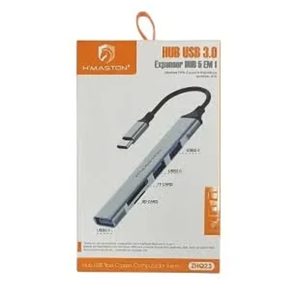 Hub H'Maston ZHQ23 USB-C 5 em 1 Prata Hub H'Maston ZHQ23 USB-C 5 em 1 Prata - Acessórios em Goiânia