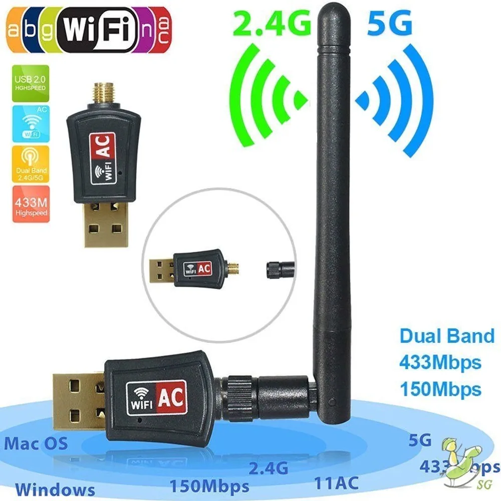 Adaptador Wifi Usb Dual Band Ac 600 5g Antena 2dbi Adaptador Wifi Usb Dual Band Ac 600 5g Antena 2dbi - Acessórios em Goiânia