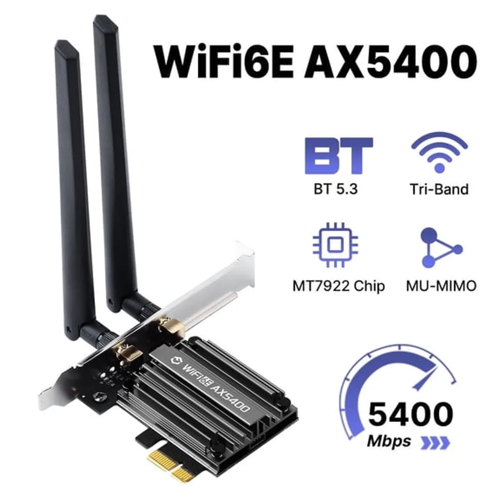 Placa Rede Wi-fi 6E AX5400 Fenvi 5374Mbps Bluetooth 5.3 - Acessórios Computador em Goiânia