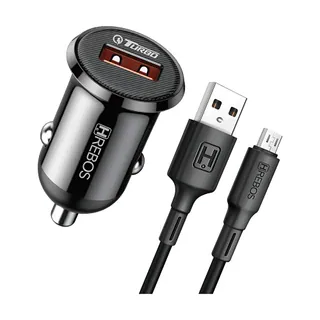 Carregador Veicular Turbo Hrebos Hs-308v + Cabo Micro Usb V8 — foto 2