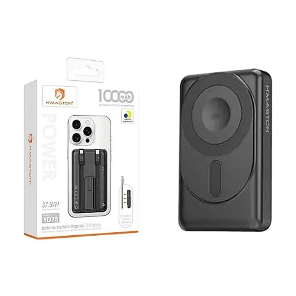 Power Bank 10000mAh 37,5W com 2 Cabos e Suporte Embutido - Power Bank em Goiânia