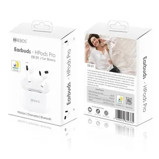Fone De Ouvido Sem Fio Bluethooth Earbuds Modelo Eb-211 Cor Branco — foto 1